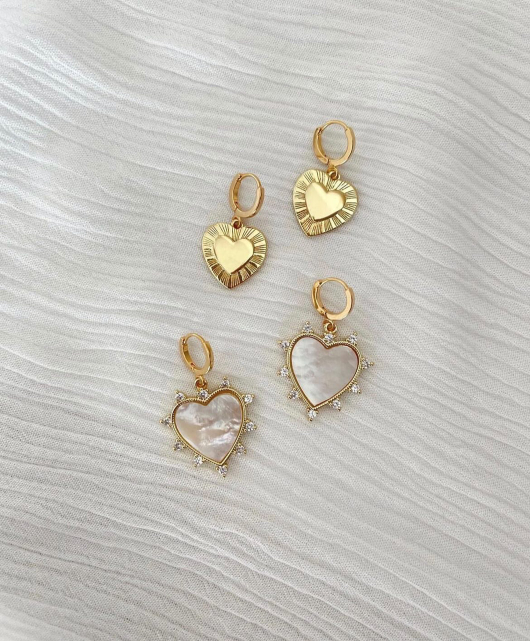 Pearl Cz Heart Earrings