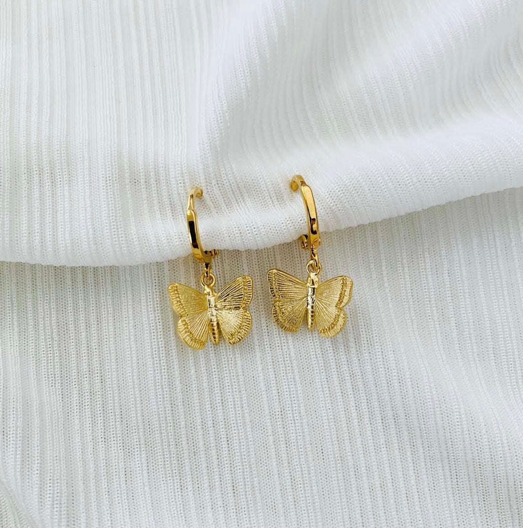 Butterfly Huggie Hoops